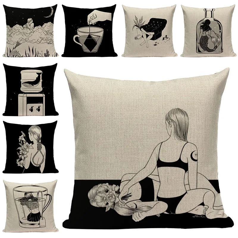Человеческая жизнь искусство картина из хлопка и льна наволочки для подушек