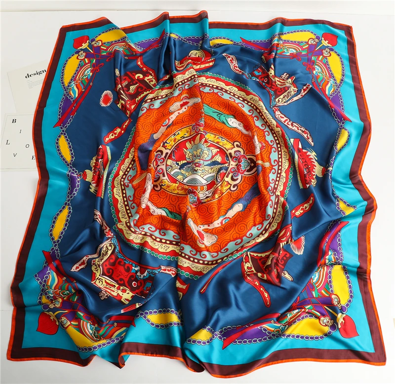 

2021 Square Silk Scarf Fashion Lady Head Wraps Female Large Hijab Foulard Women Bandana Neckerchief Summer 135x135cm New