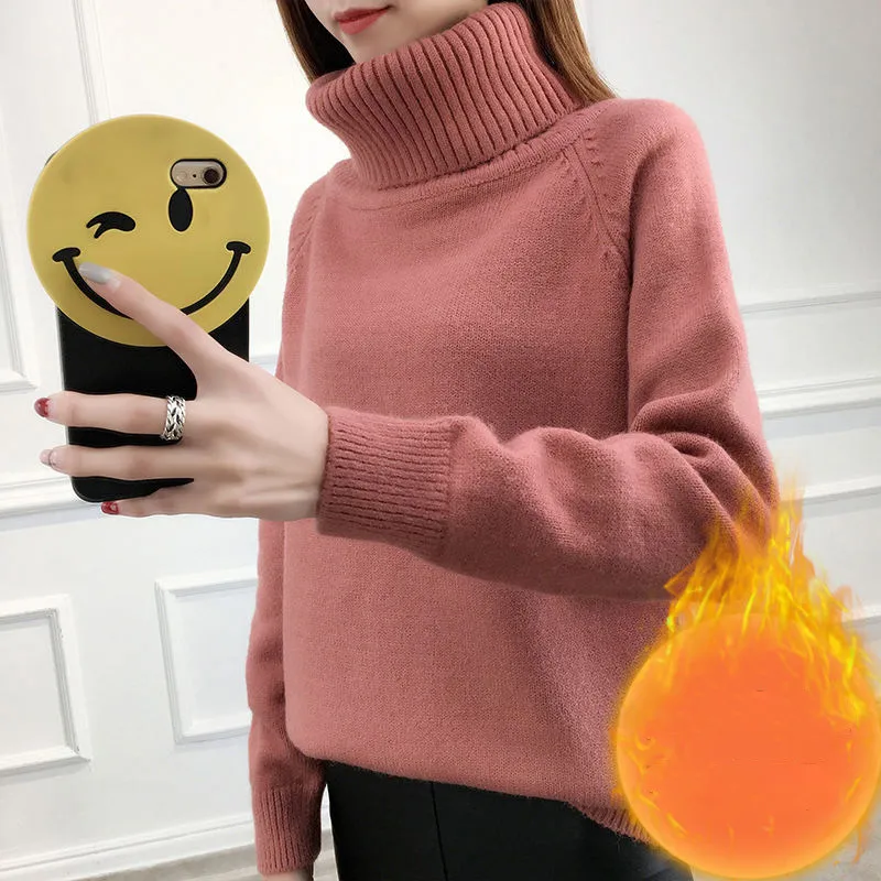 2019 зимние женские корейские свободные бархатные плотные вязаные пуловеры свитер