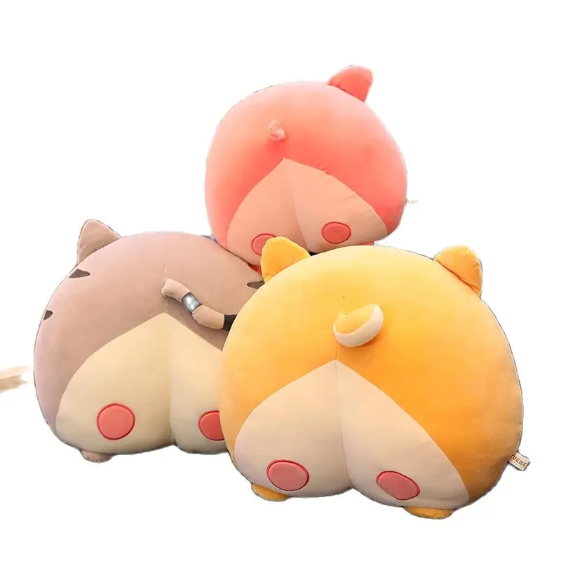 

1pc New 35cm Creative Animals Butt Stuffed Pillow with Hand Warmer Cute Corgi Pig Cat Bear Arse Shaped Plush Toys for Kids Gift