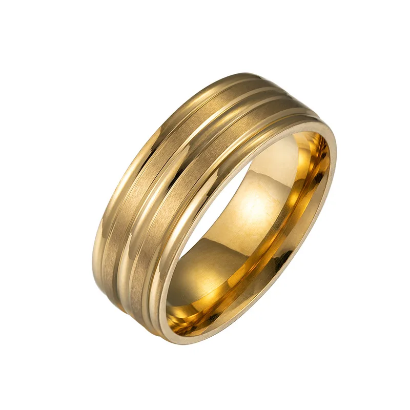 

Fashion trend 8MM wide men's stainless steel frosted ring simple jewelry gift