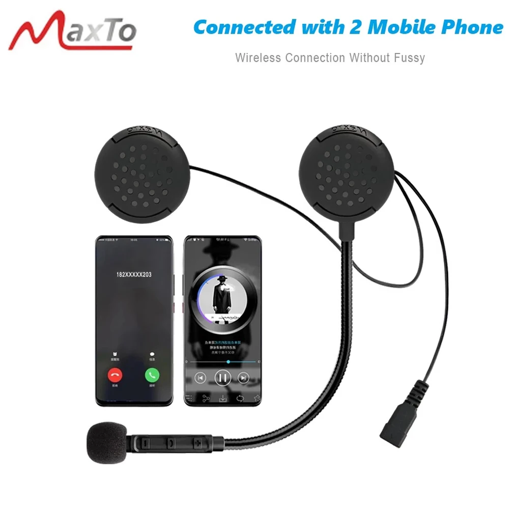 Maxto M1 мотоциклетный шлем Беспроводной Bluetooth гарнитура подключение 2 телефонов