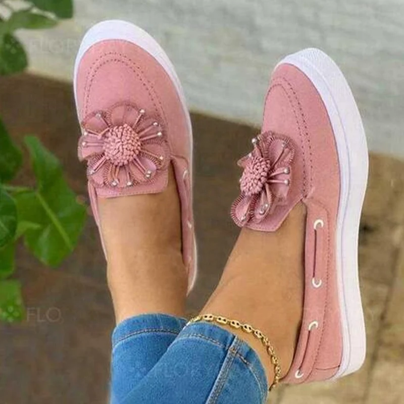 

Ladies Sneakers Female Footwear Fashion Vulcanized Dropshipping Women Flats Shoes Flower Slip On Woman Plus Size Loafers Casual