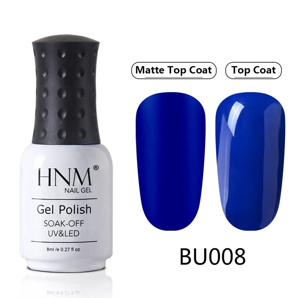 BU008 HNM Blue Purple Matte Effect Gel Nail Polish Need Matt Top Coat Base Semi Permanent UV LED Lamp Hybrid Varnishes Lacquer Gellak - Цвет: BU008