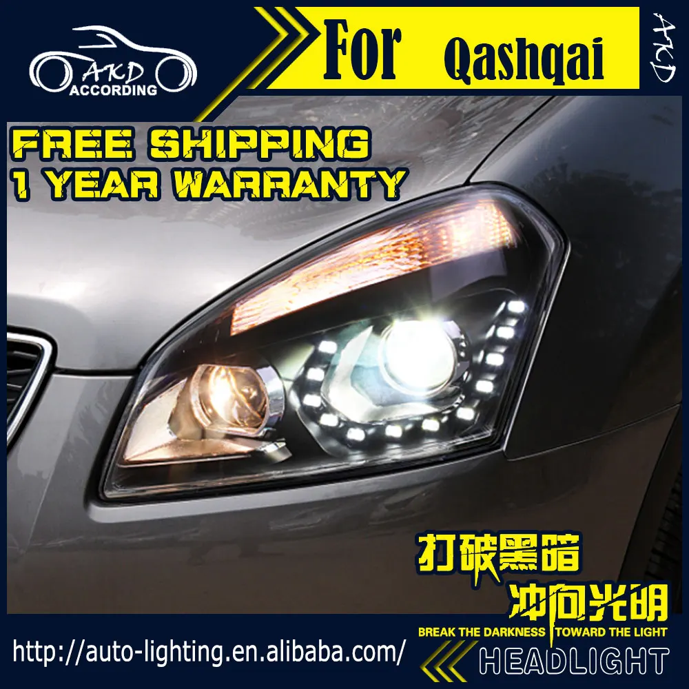 AKD автостайлинг фары для Nissan Dualis 2008 2015 Qashqai светодиодный ные DRL H7 D2H Hid биксеноновый
