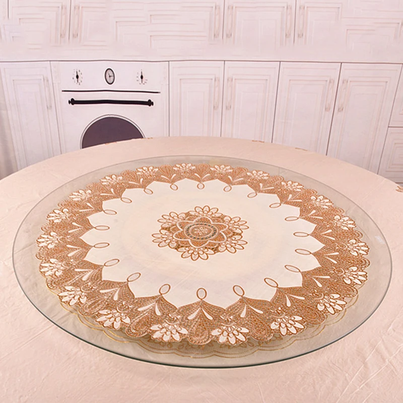Водонепроницаемая круглая бронзовая скатерть из ПВХ настольная не скользящие