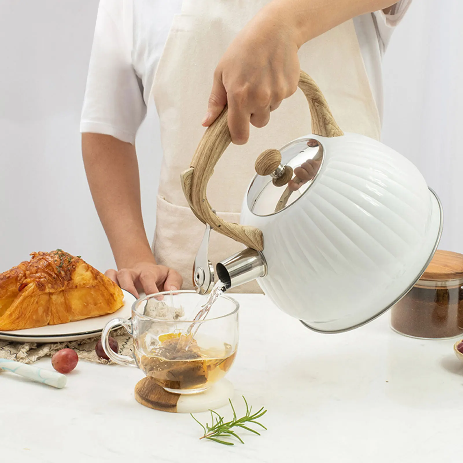 3.5L свисток чайник Нержавеющая сталь Чай Кемпинг Кухня горячей воды кастрюля с