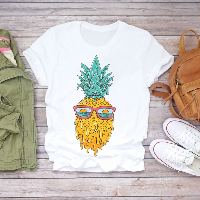 

Top T Shirt Ladies Womens Graphic Female Tee T-Shirt Women 2020 Summer Pineapple Fruit Sweet 90s Camisas Mujer T-shirts