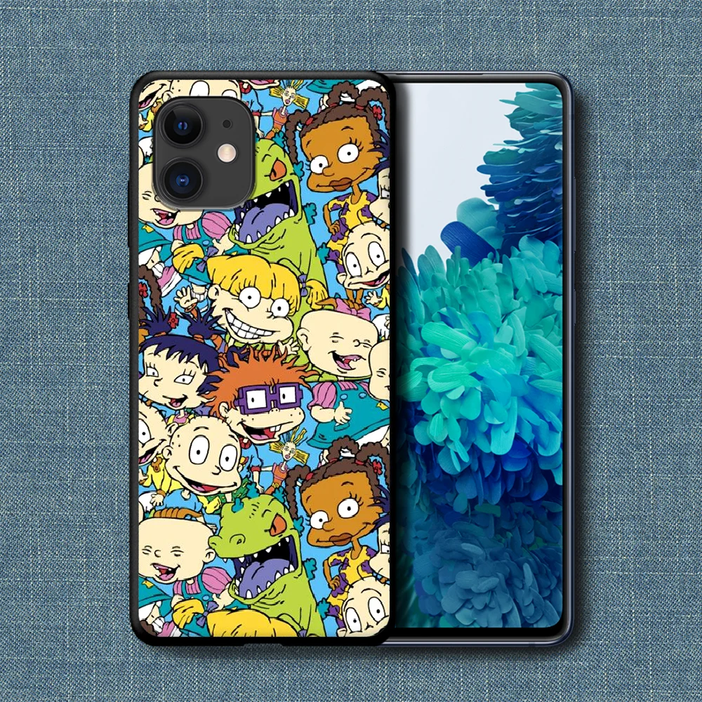 

Rugrate Cute Cartoon Phone Case For iPhone 4 4s 5 5S SE 5C 6 6S 7 8 Plus X XS XR 11 12 Mini Pro Max 2020 black Back Trend Shell