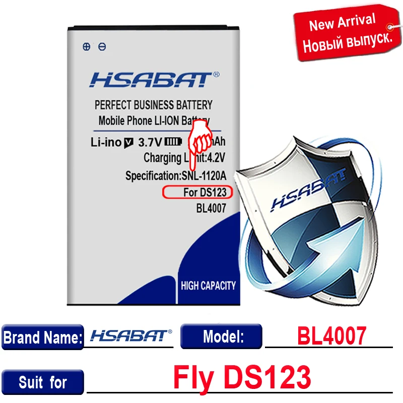 Аккумулятор HSABAT BL4007 на 2400 мАч для литий ионного полимера Fly DS123|battery for|battery for fly2400mah
