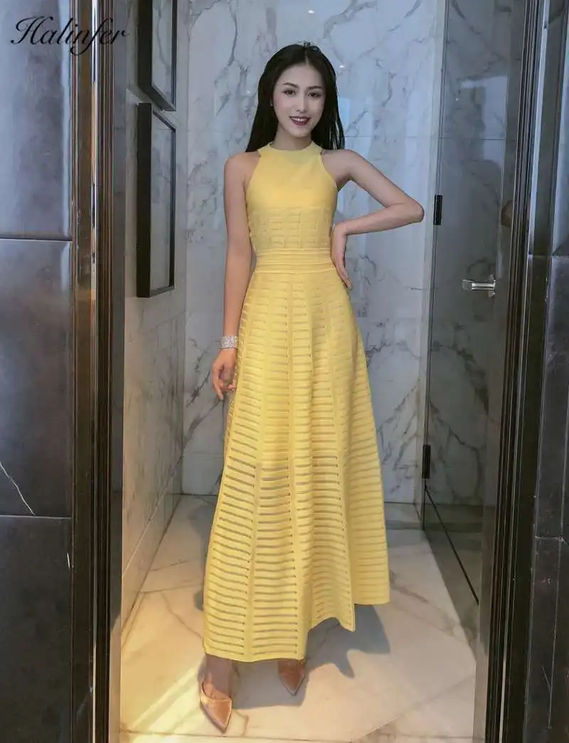 Halinfer 2019 новое летнее женское длинное сексуальное обтягивающее платье с круглым