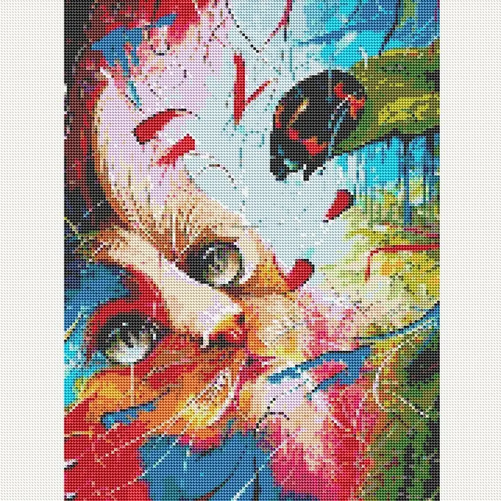Полный набор алмазной мозаики 5D для вышивки крестиком кошки которая выглядит как