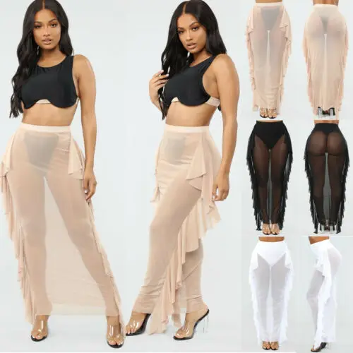 Лидер продаж модная прозрачная летняя пляжная одежда с оборками накидка