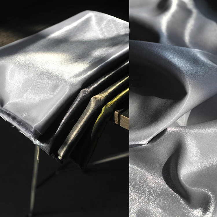 Блестящая плотная ткань серебро золото серый медь блестящий сатин новый