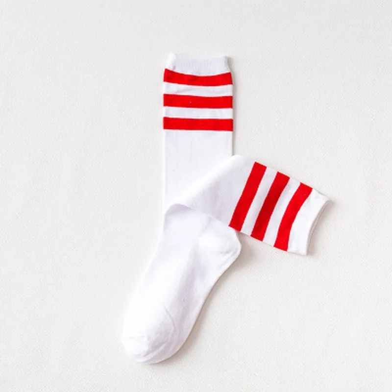 student Women socks stripes Retro stripes Hiphop Skate Long Short  White Black Winter Cool hose skateboard Cotton football sock