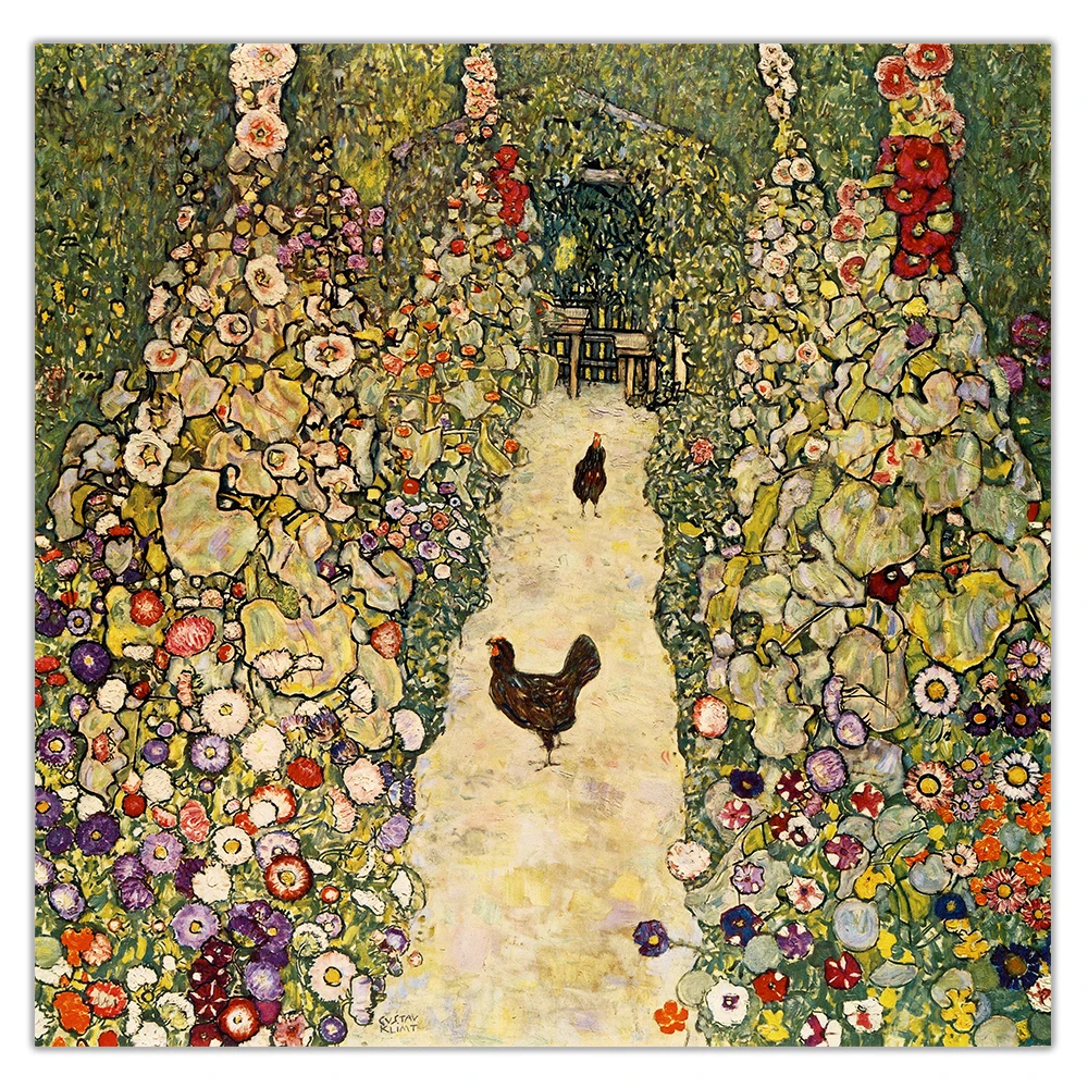 Цитон Густав Климт Садовая дорожка с курицами холст масляная живопись известный