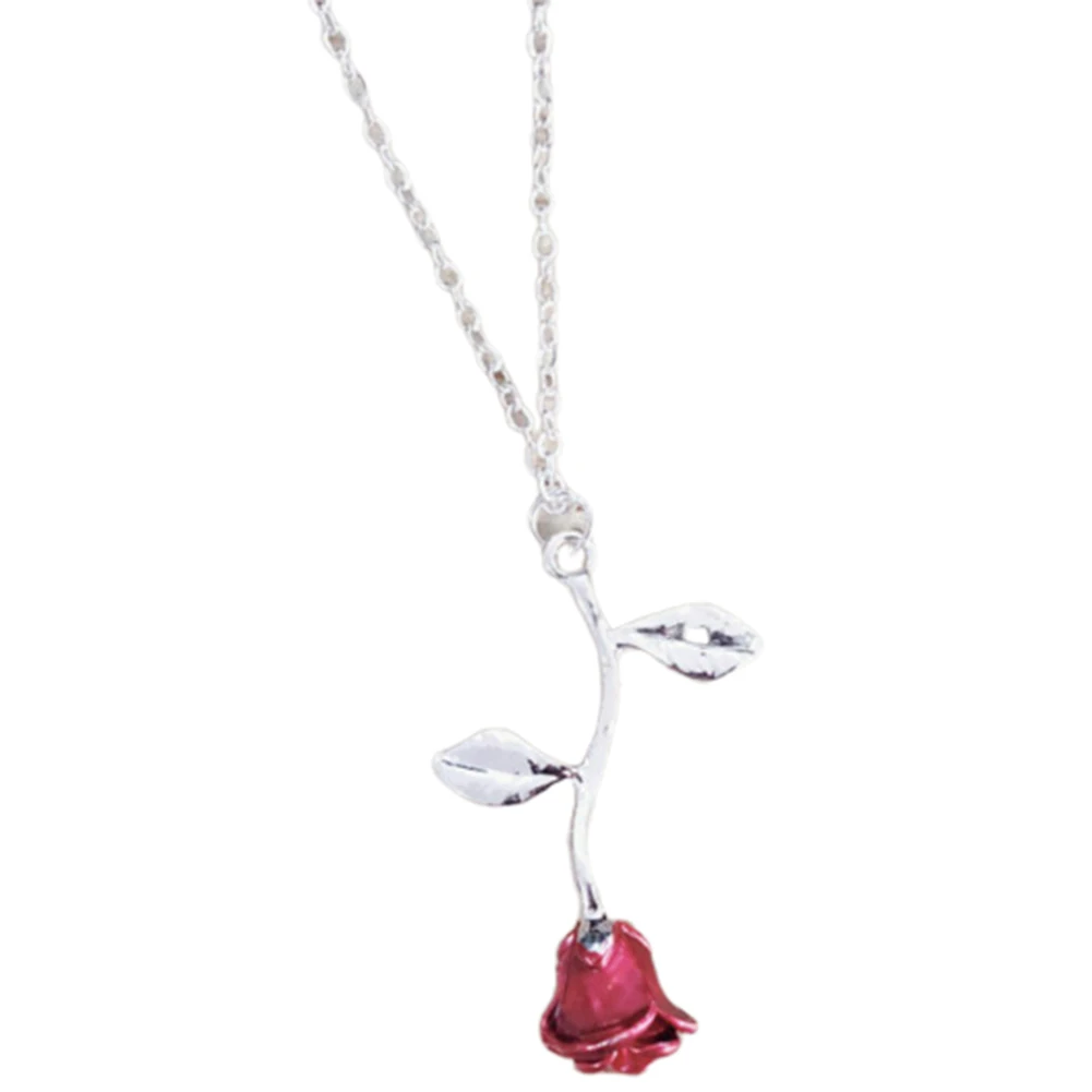 Элегантные женские эмаль Роза кулон ожерелье ювелирные изделия на День святого