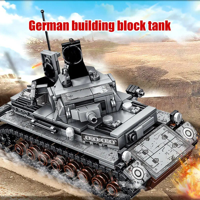 

596PCS WW2 German Model Building Blocks City Military Tank Soldier Figures Bricks Educational Toys For Children