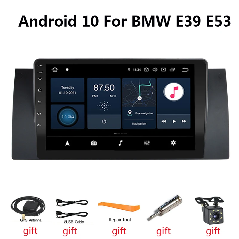 

Автомагнитола 2 Din, 9 дюймов, Android, для BMW 5-Series E39 X5 E53, автомобильная стереосистема Carplay 4G LET, GPS-навигация, BT, аудиоплеер