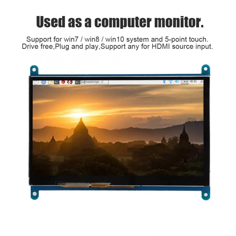 7 дюймов 1024*600 ЖК дисплей CapacitiveTouch экран для Raspberry Pi 3B/3B +/4B 16:9 HDMI монитор с акриловым