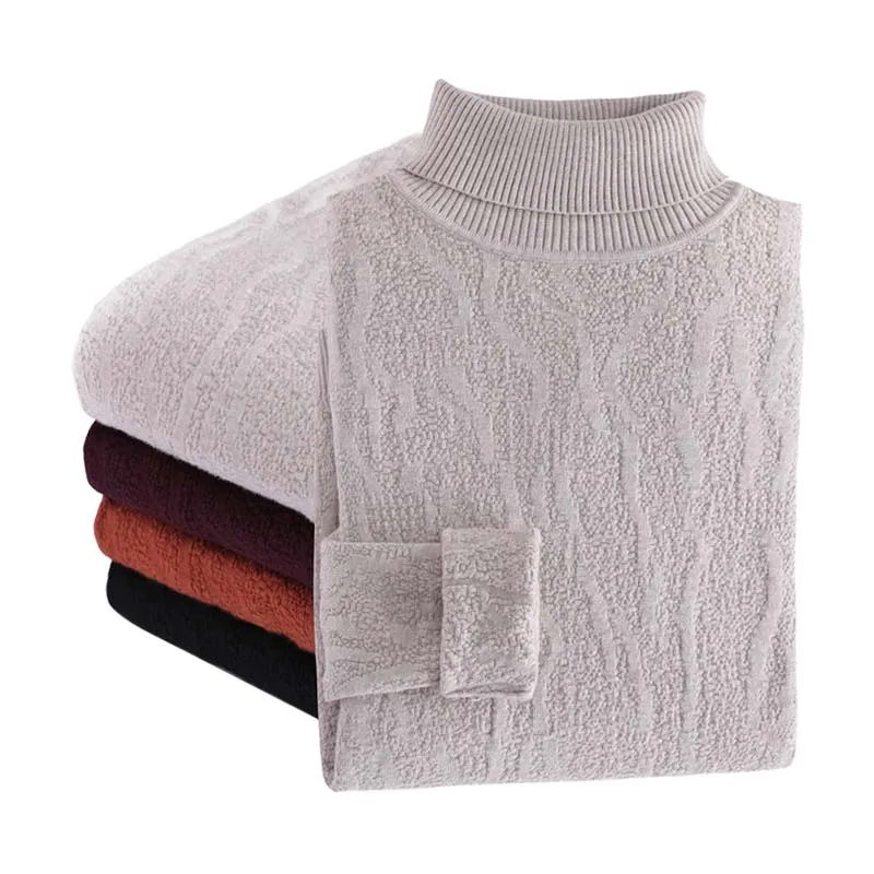 Fashion Black Turtleneck Sweater Pullover Men Winter Warm Knitted Sweaters Mens Clothes