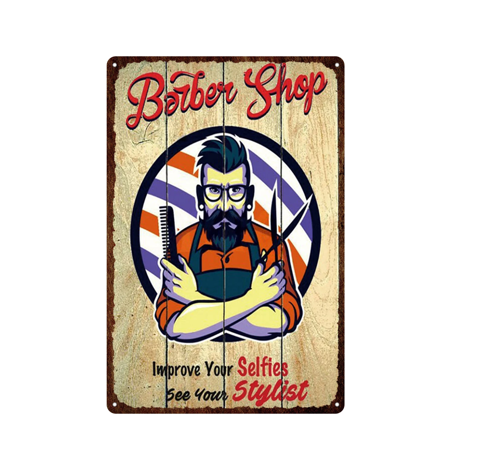 

Barber Shop Decor Plate Metal Vintage Plaque Retro Wall Art Metal Poster Tin Sign Plate for Barber Shop Decor