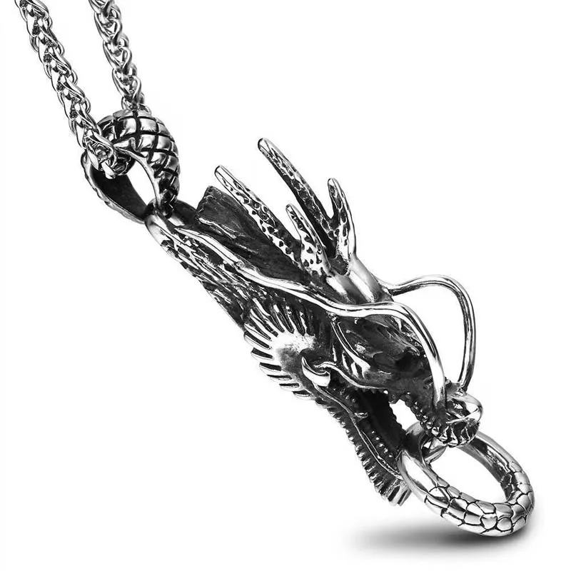 361L Подвеска из титановой стали с головой дракона имитация тайского серебряного