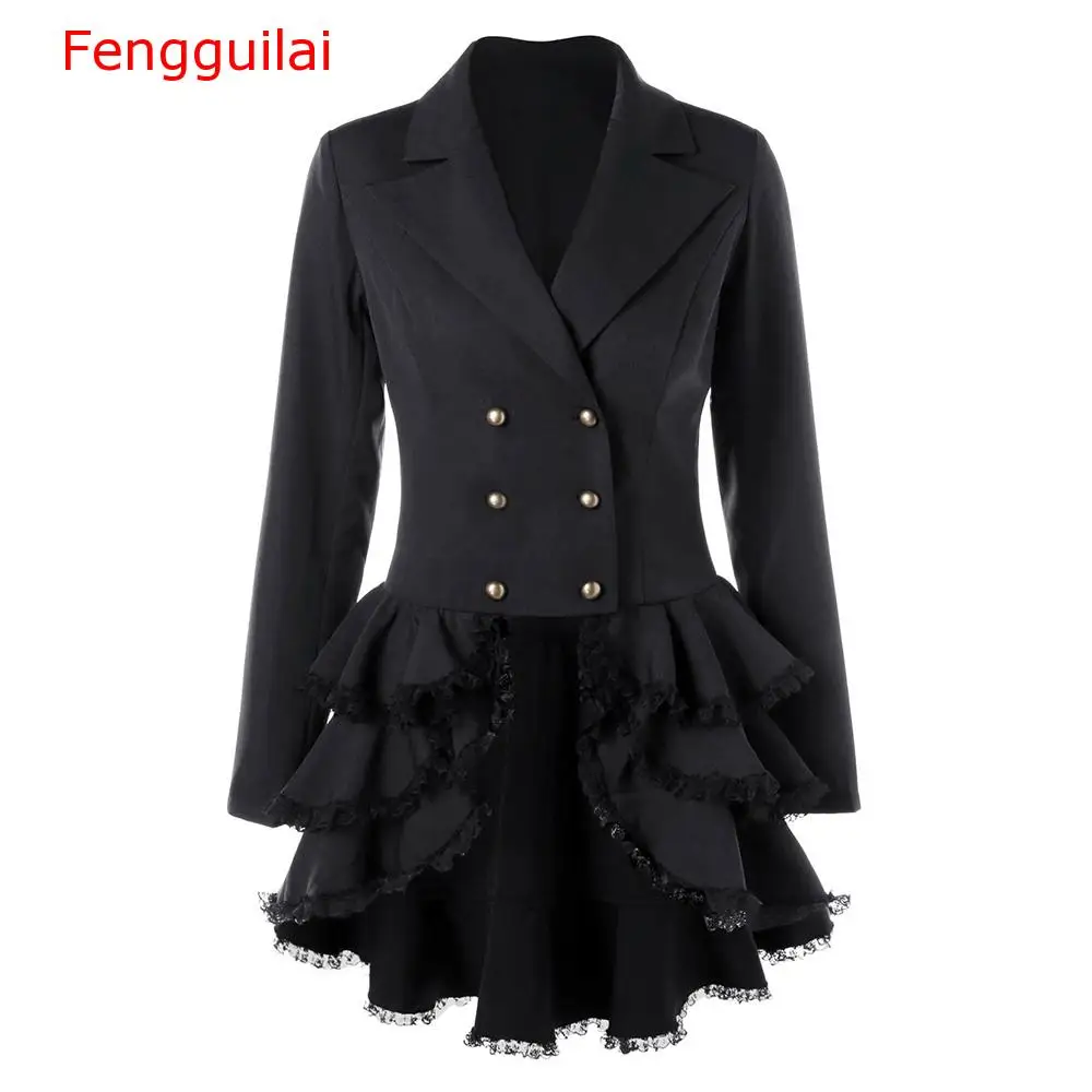 Готическое ассиметричное пальто Ласточкин хвост Для женщин сезон зима осень