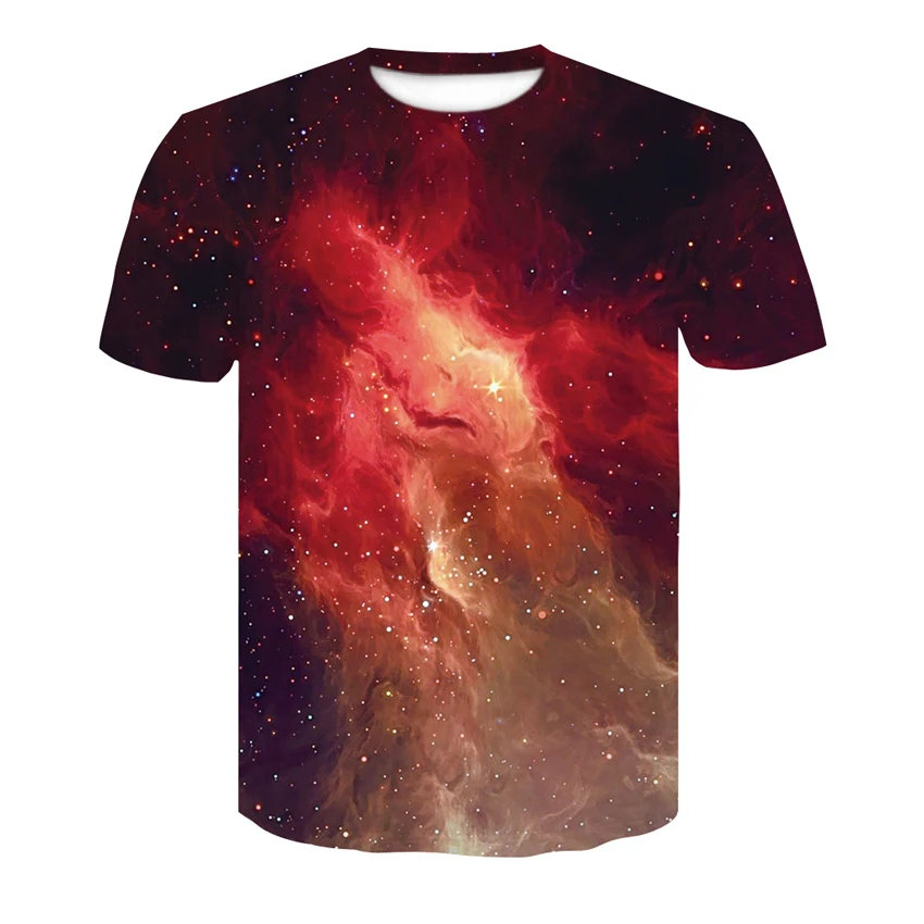 

Футболка мужская с 3D-принтом звездного неба, модная рубашка с коротким рукавом и круглым вырезом, уличная одежда, лето 2021