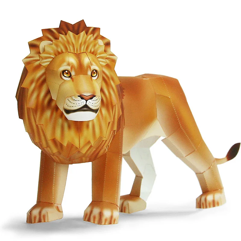 Складывающаяся Мини Милая 3D бумажная модель в виде льва животная фигурка сделай