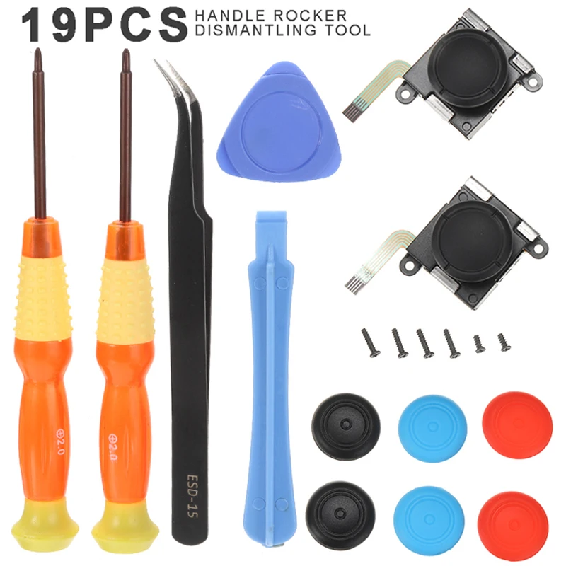 

Portable Game Handle Controller Repair Tool Kit High Quality 19-in-1 3D Analog Sensor Stick Joystick Replacement Parts