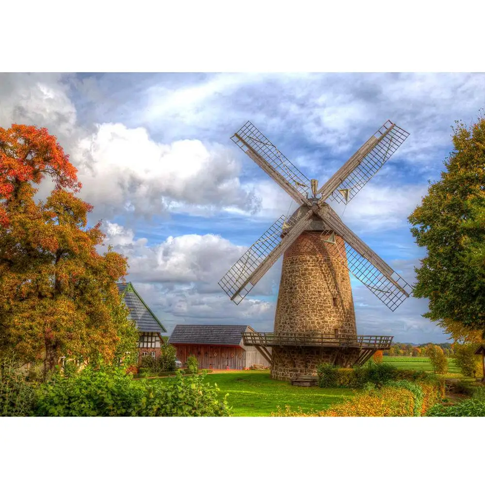 Ветряные мельницы живописные природные пейзажи фотографии фоны Винил фон для