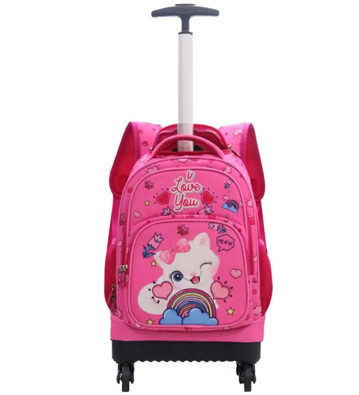 Школьный рюкзак на колесиках для мальчиков и девочек, школьный ранец на колесиках для учеников, сумка-тележка на колесиках, 16 дюймов