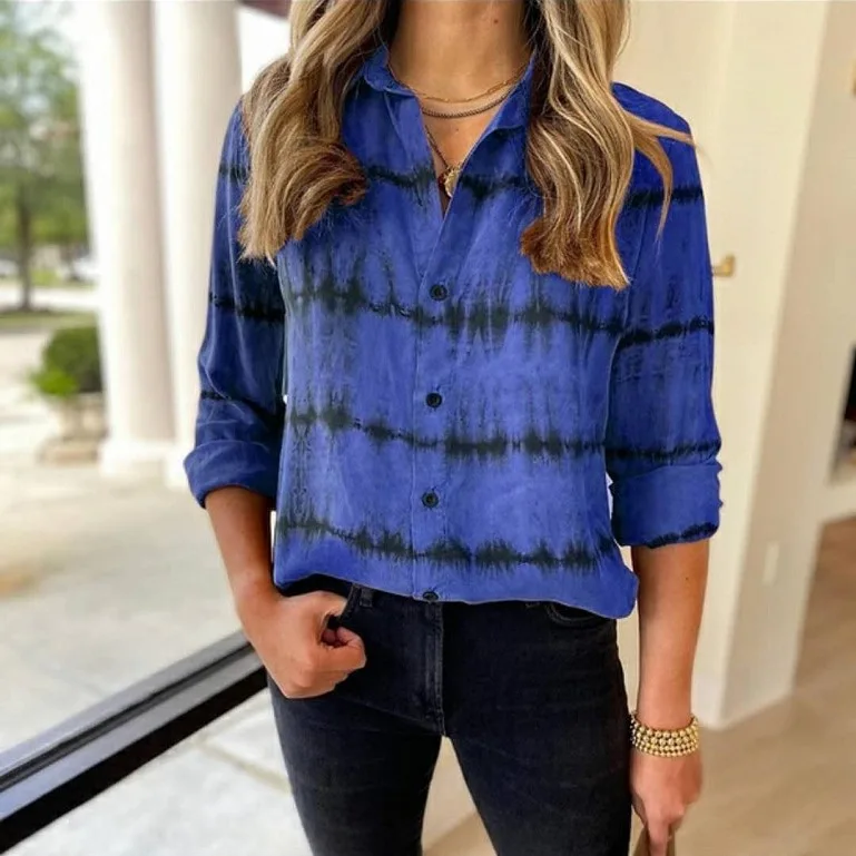 

Autumn Long-sleeve Zebra Striped Print Blouses Womens Street Oversized Fashion Office Shirt Clothing Plus Size Tops Lady Blusas
