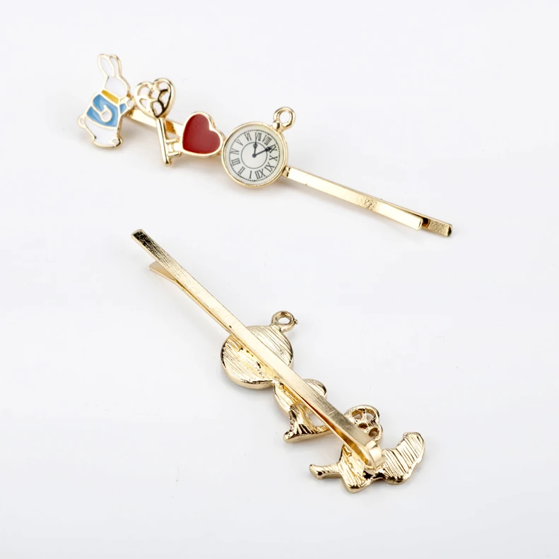 Заколки для волос эмалированные в виде милых животных из аниме Алиса и страны