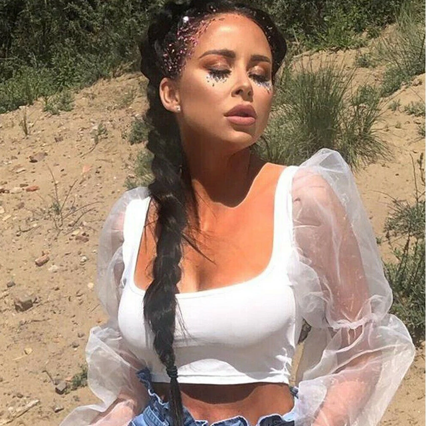 Сексуальные женские укороченные топы хлопковые сетчатые майки с длинным рукавом