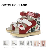 ortoluckland kids sandals summer girls orthopedic shoes for children toddler nice cute pattern leather princess footwear 2 3year