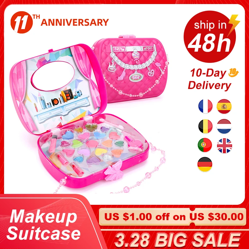 Детский набор для макияжа игрушки чемодана туалетный косметика девочек игрушка
