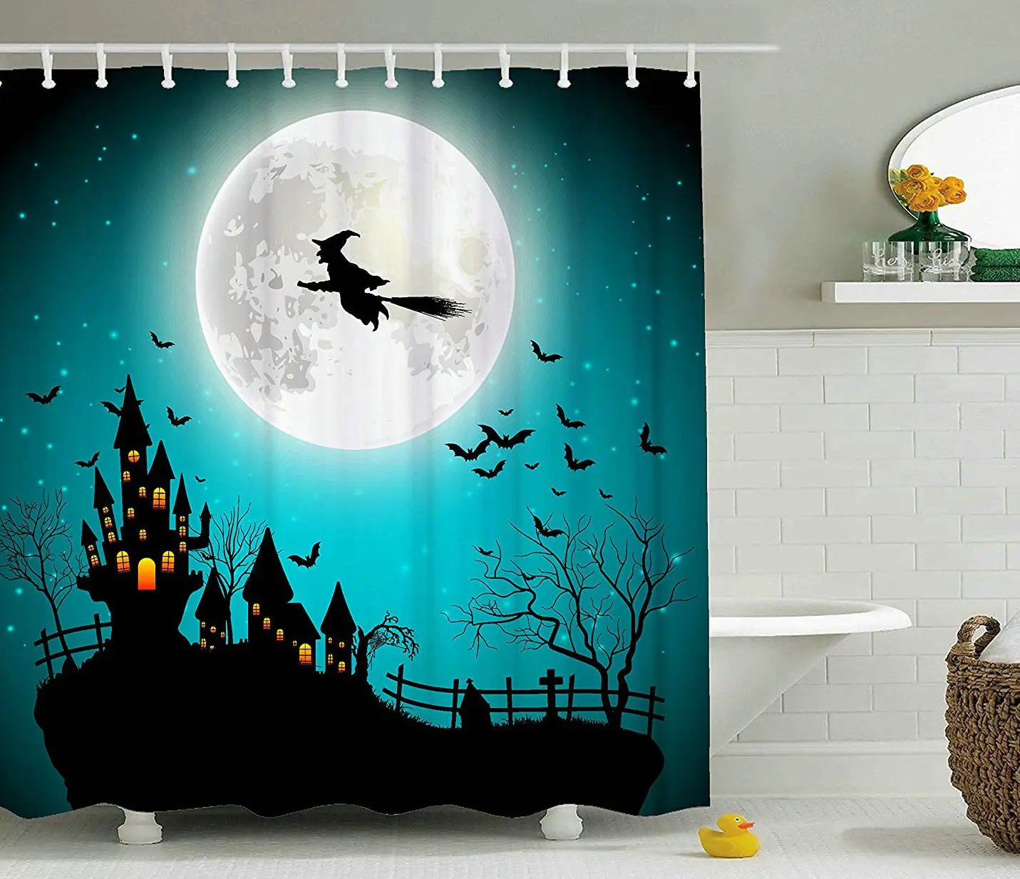 

Big moon Halloween Shower Curtain Waterproof Resistant Fabric Polyester Shower Curtains