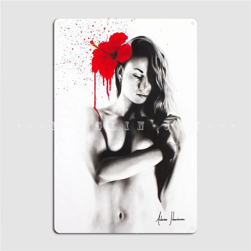 

Плакат с цветочной девушкой, металлический плакат с табличкой, клубный бар, кинотеатр, кухня, Забавный жестяной плакат