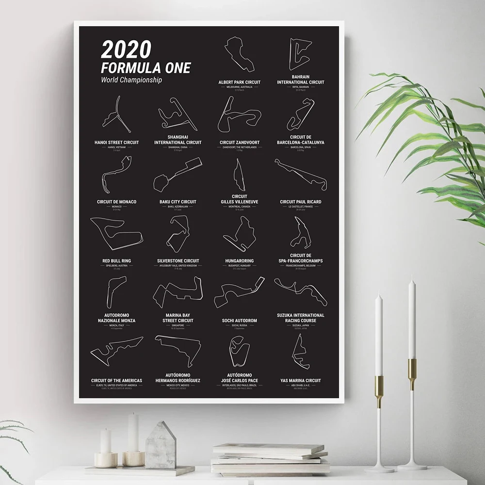 

F1 Formula 1 Championship Race Track Car Wall Art Canvas Painting Nordic Posters And Prints Wall Pictures For Living Room Decor