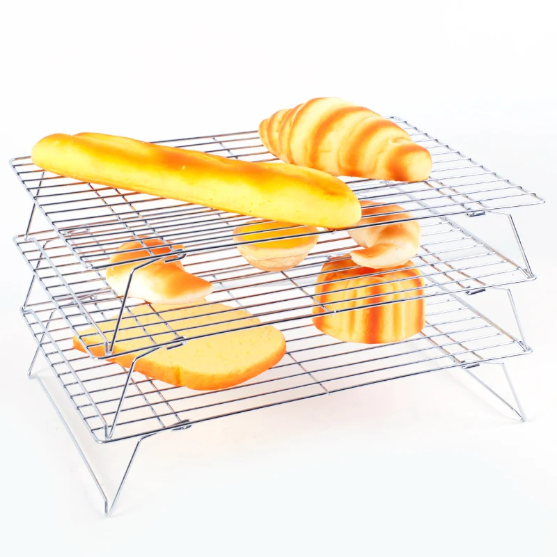 3-слойная охлаждающая стойка для столовой кухни торта печенья хлеба сетчатый