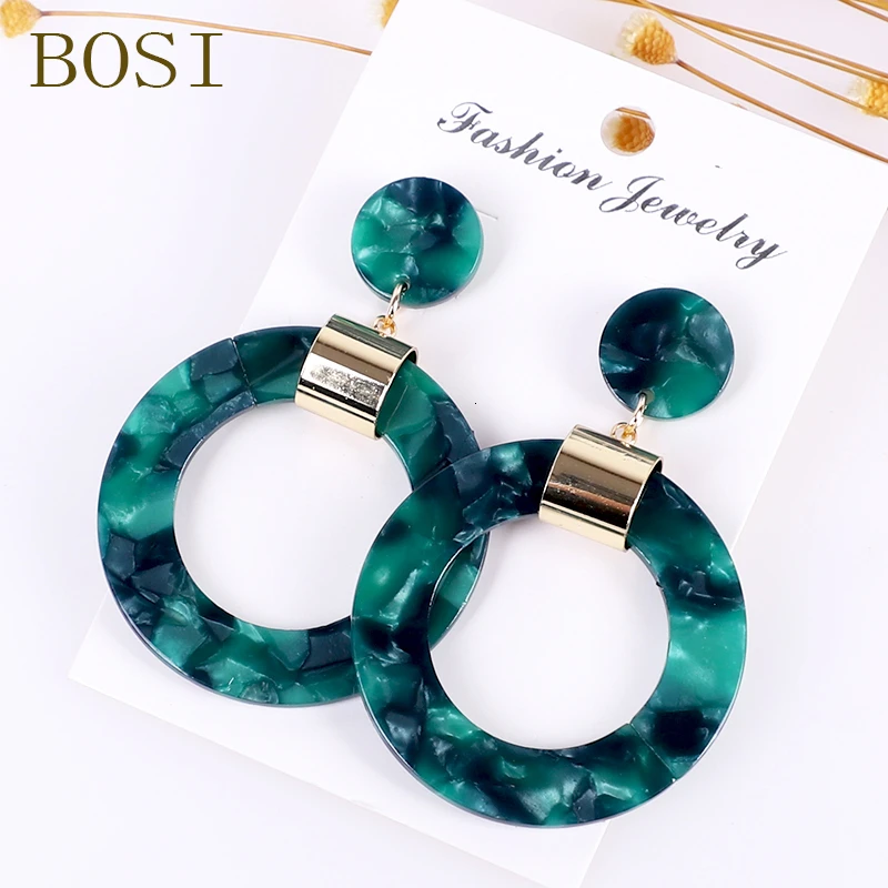 24 Серьги для женщин, акриловые, Boho, ацетат, висячие серьги, модные, большие, богемные, аксессуары, геометрические, Роскошные, трендовые, для лица - Окраска металла: 24