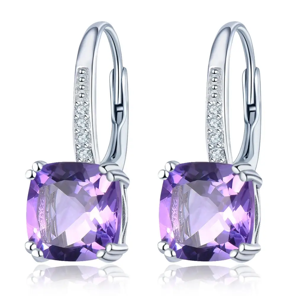 Amethyst Hutang 3.94ct желтый цитриновые серьги 925 пробы серебро 12 натуральный драгоценный камень Изысканные Ювелирные изделия из кристаллов для Для женщин на Рождество - Цвет камня: Amethyst
