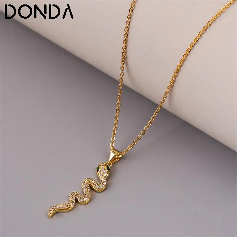 

Женское Ожерелье из меди и змеи с фианитами