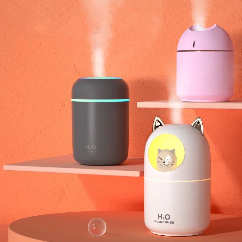 

Usb Humidifier 300ml Cute Pet Ultrasonic Cool Mist Purifier Aroma Air Oil Diffuser Color Light Fogger Nano Spray Air Freshener