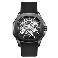 free shipping male mechanical watch wristwatch timepiece clock stainless steel back roman skeleton mens automatic watches