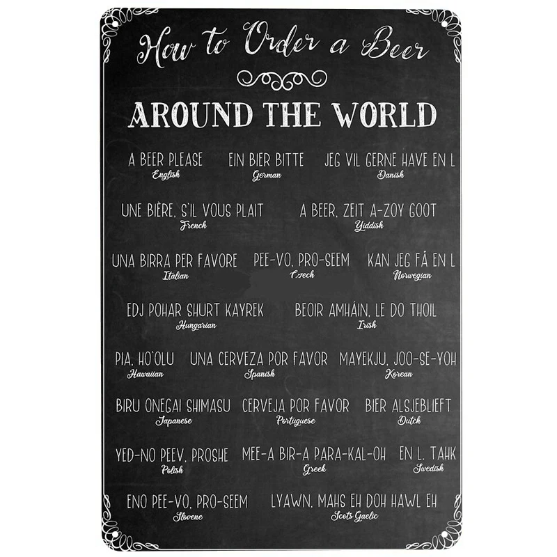 

A Beer Around The World printed Metal Signs Retro Tin Signs Funny Poster Decor for Bar Pub Club Decoration for Living Room Home