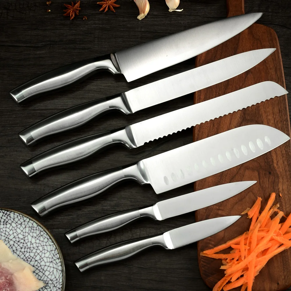 Набор кухонных ножей Santoku антипригарный японских из нержавеющей стали
