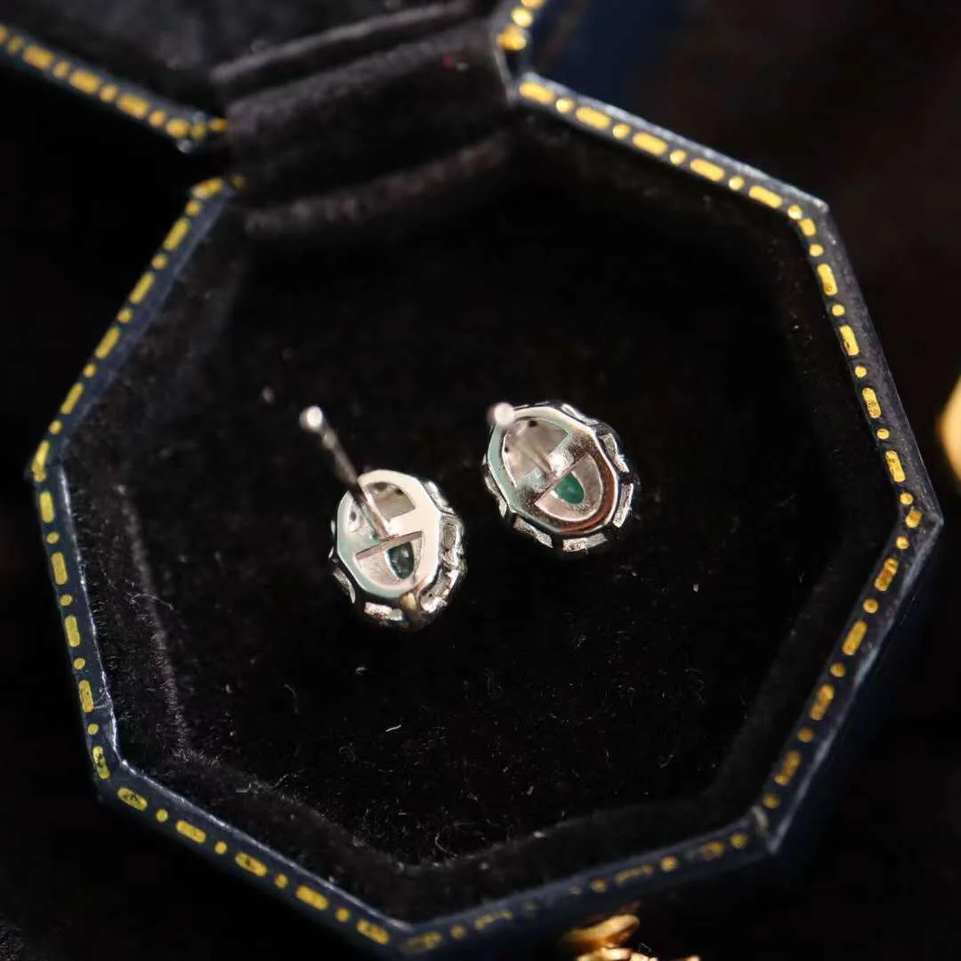 

Realytrust Fashion Oval Natural Zambia Emerald Stud Earrings for Women 100% 925 Silver OL Gemstone Earrings Wedding Fine Jewelry